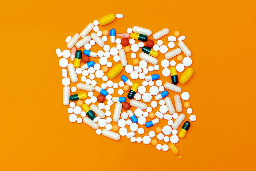 An assortment of prescription pills.